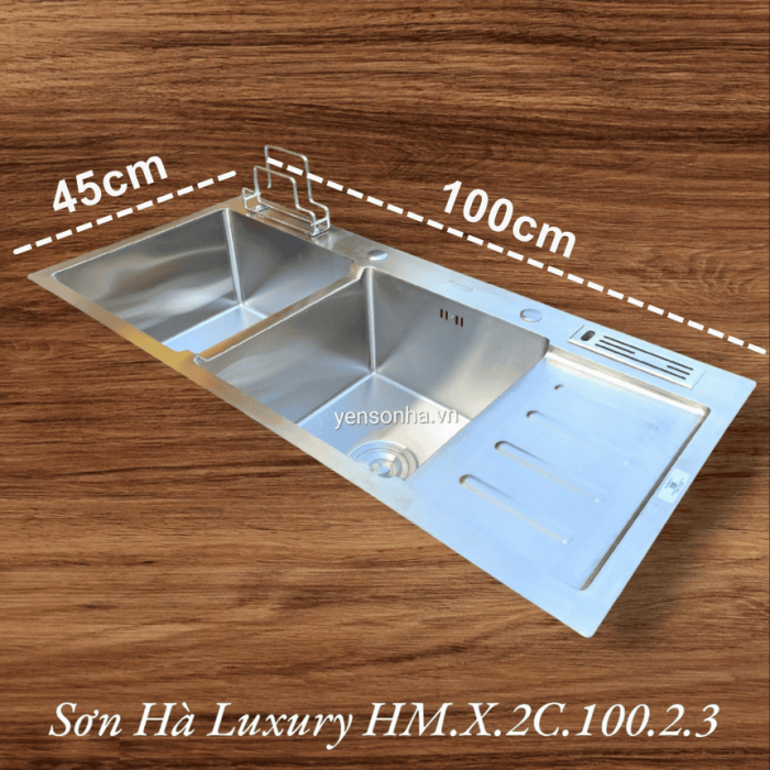 Chậu rửa bát Luxury Sơn Hà 2 hố có bàn